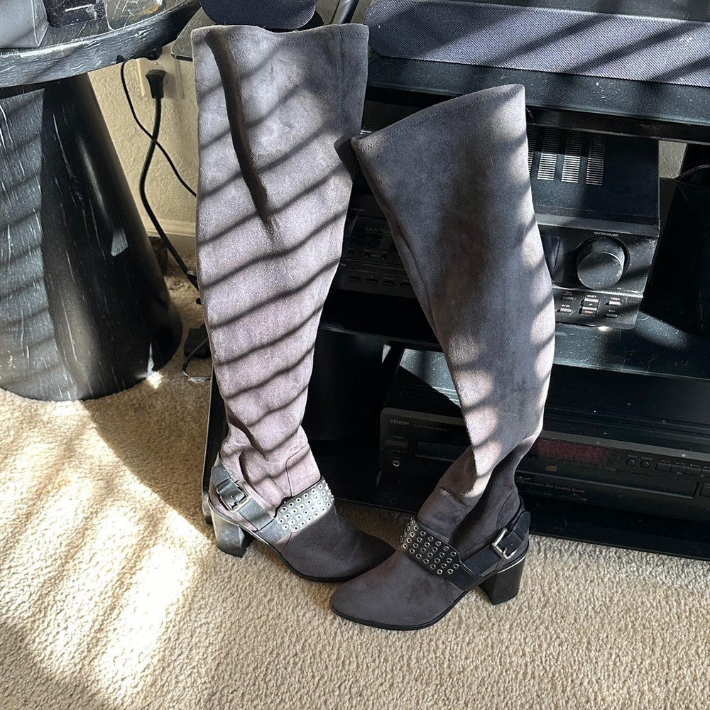 Stylish Gray Over-the-Knee Boots